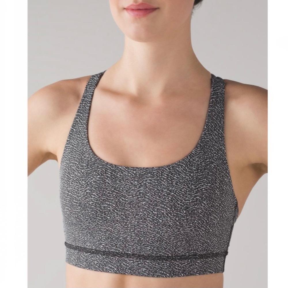 Lululemon Energy Bra Power Luxtreme Ripple Jacquard Black White - Picture 2 of 8